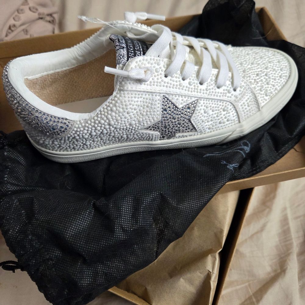 Vintage Havana White Sneakers- Fully Beaded
